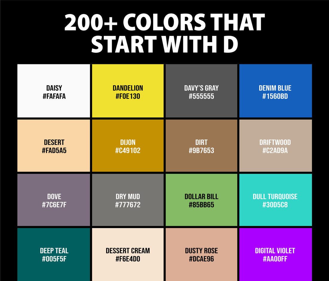 200+ Colors that Start with D (Names and Color Codes)