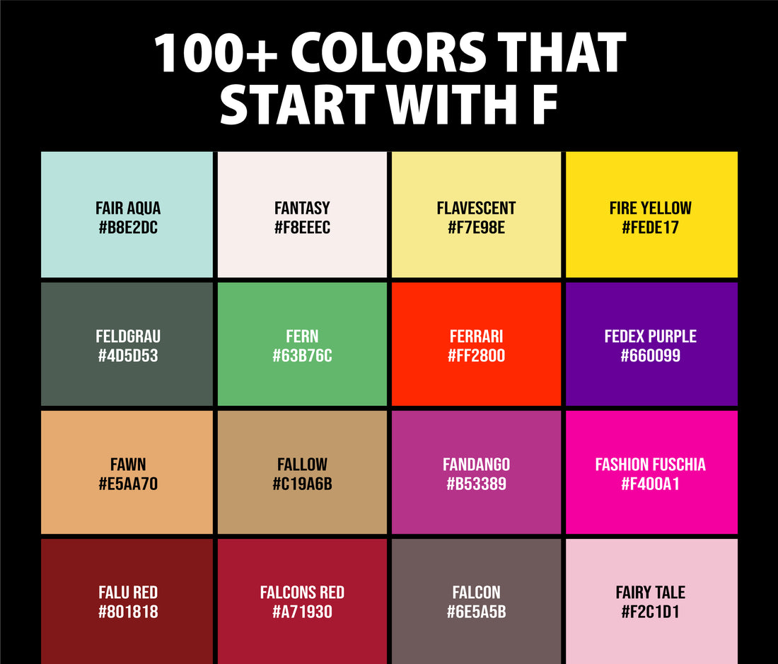 100+ Colors that Start with F (Names and Color Codes)