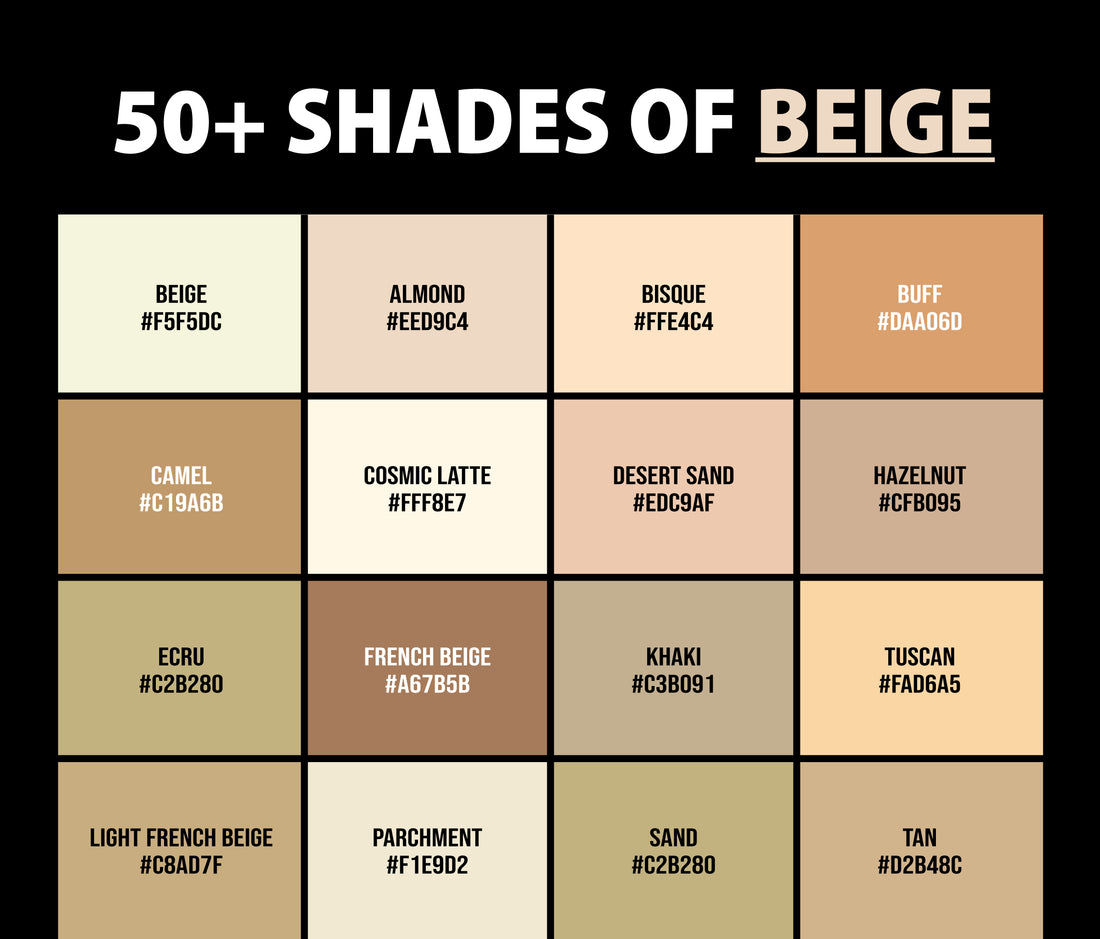 50+ Shades of Beige Color (Names, HEX, RGB & CMYK Codes)