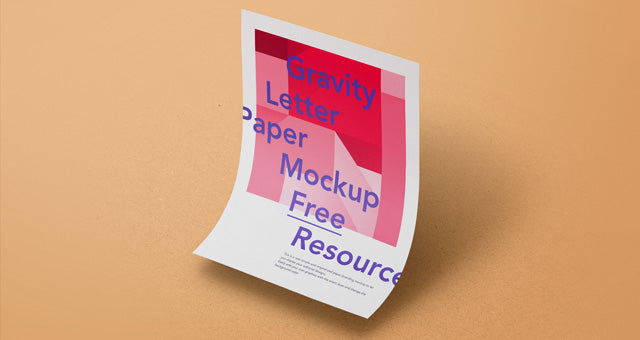 Free Floating Design Gravity Paper Mockup Psd