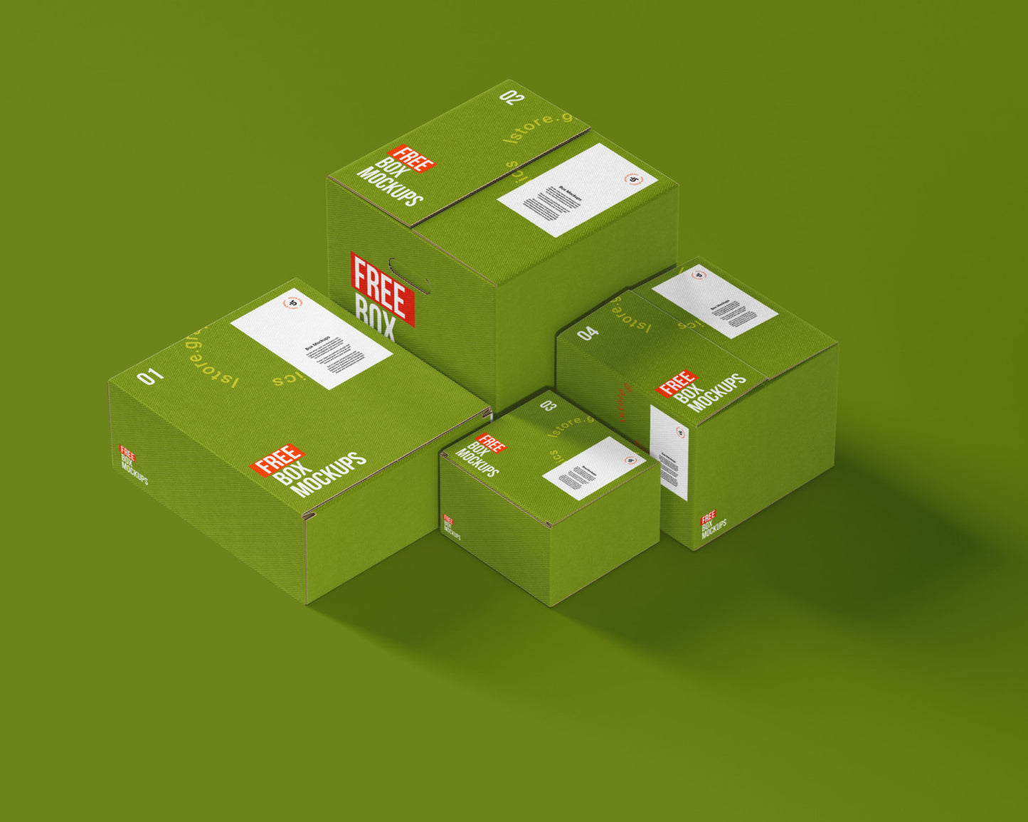 Free 7 Square Box Mockups