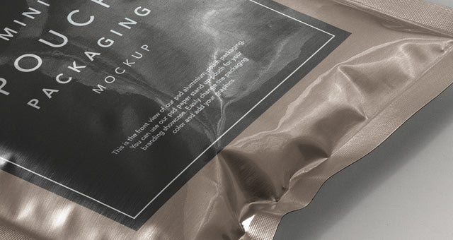 Free Metal Foil Packaging Mockup Perspective View