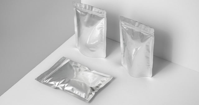 Free Metal Foil Packaging Mockup Perspective View