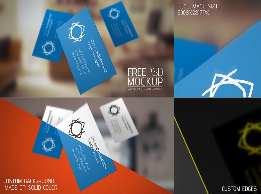 Free Flying Business Card Mockups Set