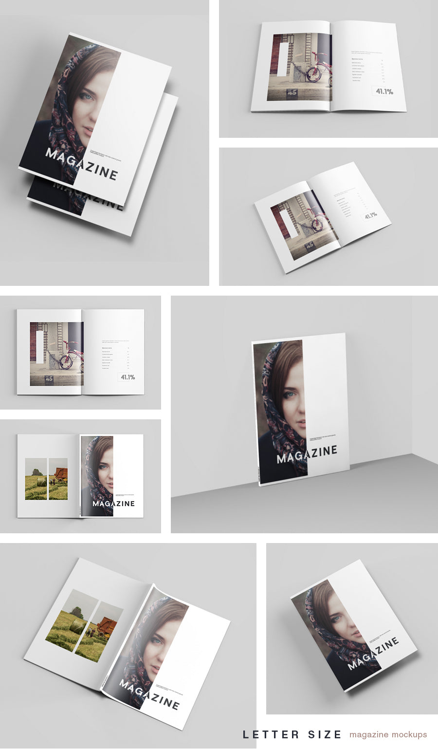 Free Clean Letter Size Magazine Mockup