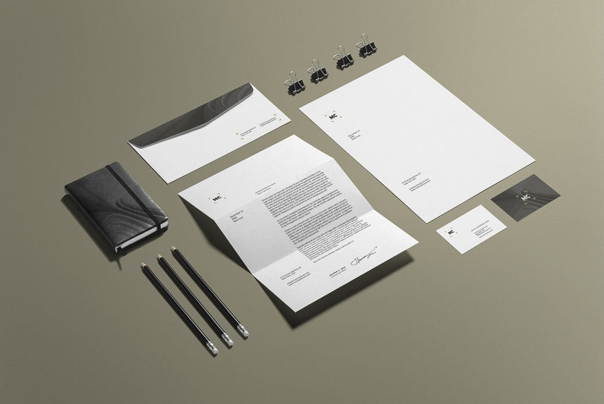 Free Isometric Business Stationery Branding Mockup