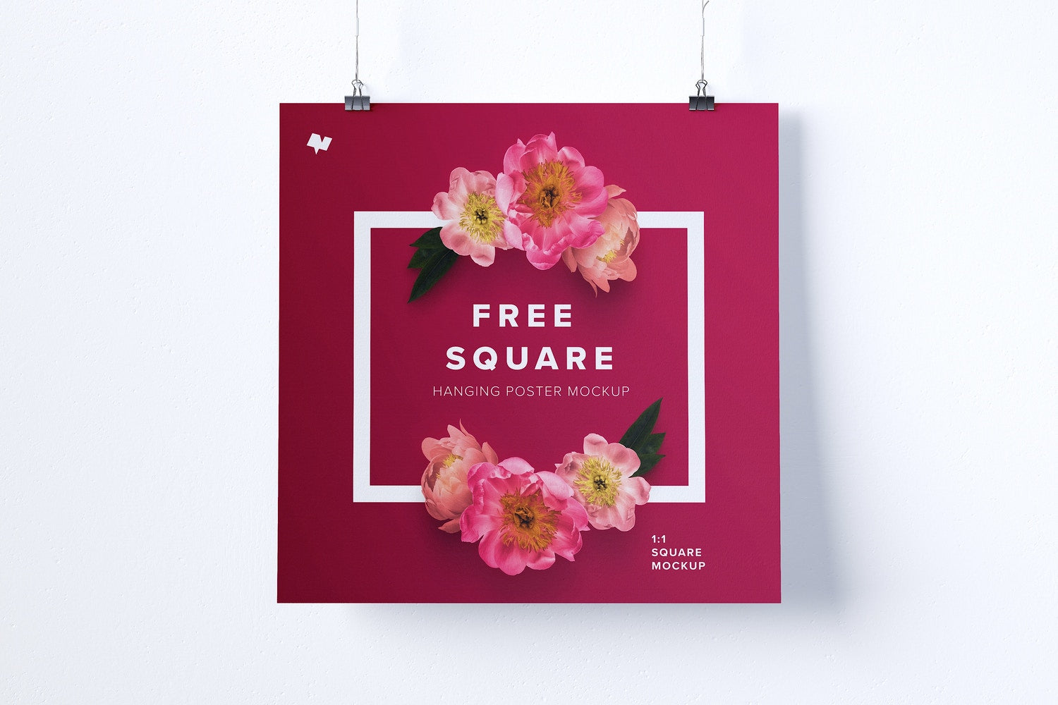 Free 1:1 Square Hanging Poster Mockup