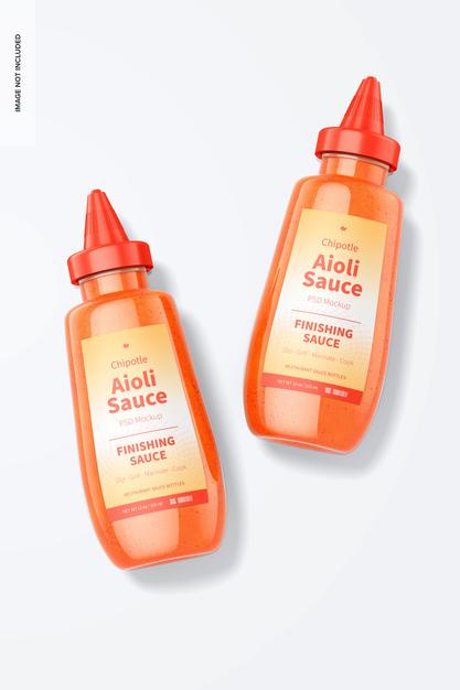 Free 12 Oz Chipotle Aioli Sauce Bottle Mockup Psd