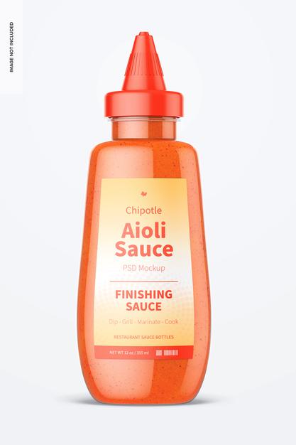 Free 12 Oz Chipotle Aioli Sauce Bottle Mockup Psd