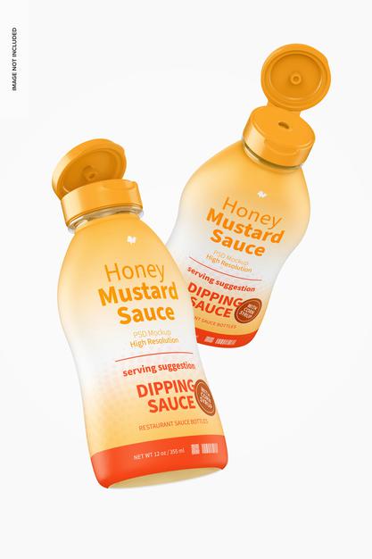 Free 12 Oz Honey Mustard Sauce Bottle Mockup Psd