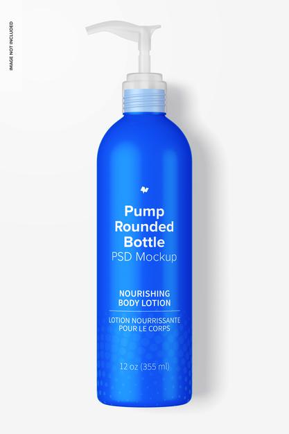 Free 12 Oz Pump Rounded Bottle 02 Mockup Psd