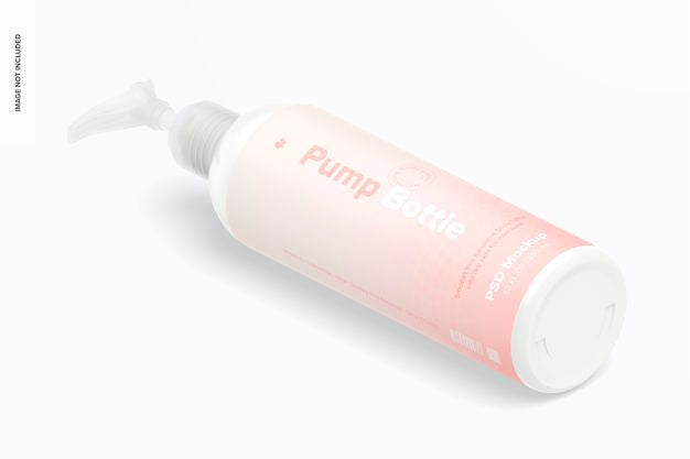 Free 12 Oz Pump Rounded Bottle Mockup Psd