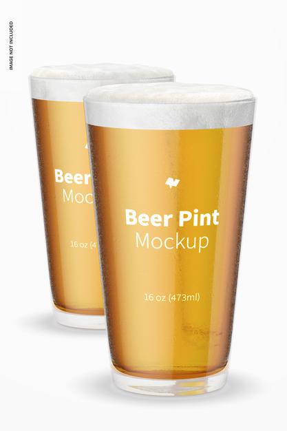 Free 16 Oz Beer Pints Mockup Psd