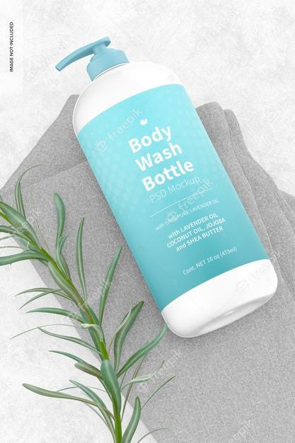 Free 16 Oz Body Wash Bottle Mockup, Top View Psd