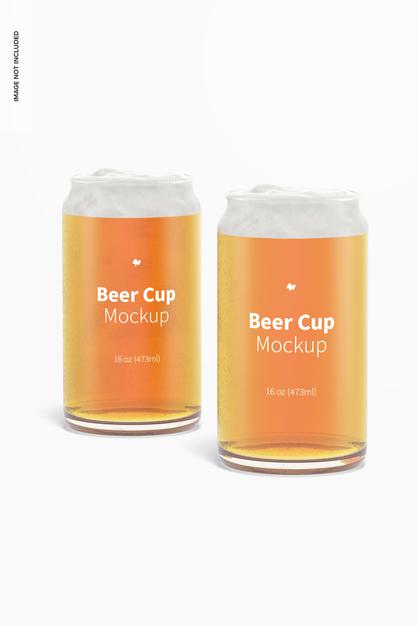 Free 16 Oz Glass Beer Cups Mockup Psd