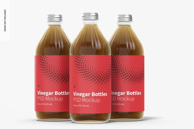 Free 16 Oz Glass Vinegar Bottle Set Mockup Psd