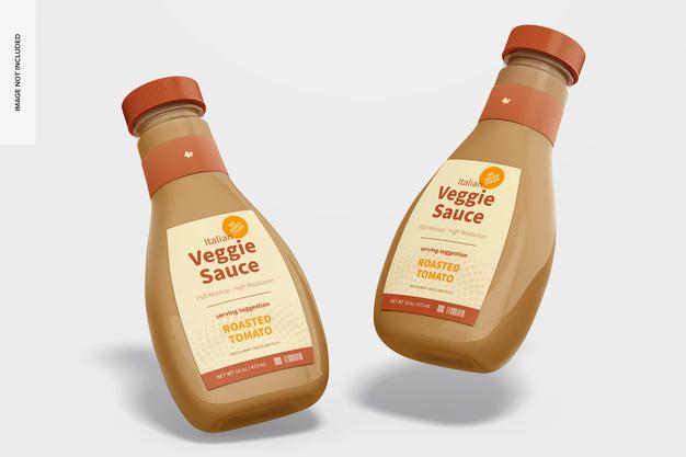 Free 16 Oz Italian Veggie Sauce Bottle Mockup Psd