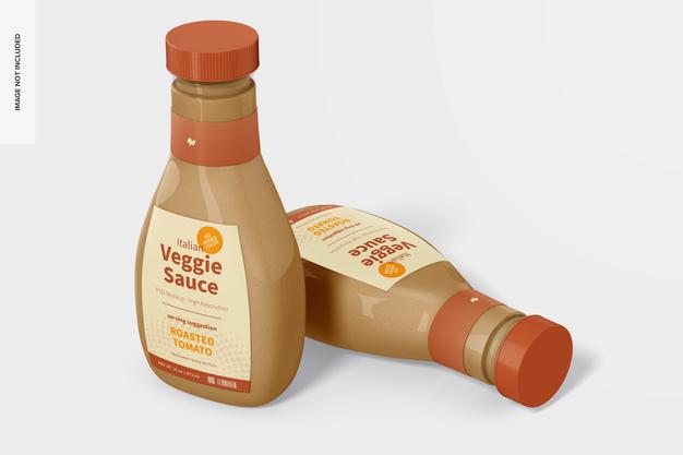 Free 16 Oz Italian Veggie Sauce Bottles Mockup Psd