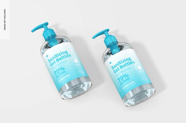 Free 16 Oz Sanitizing Gel Bottles Mockup Psd