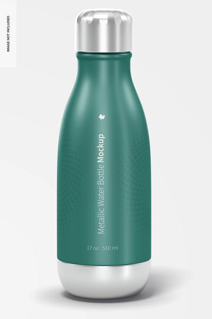 Free 17 Oz Metallic Water Bottle Mockup, Front View Psd