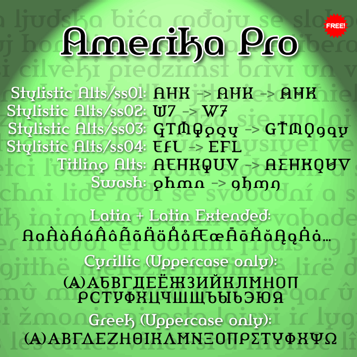 Free Amerika Pro Font