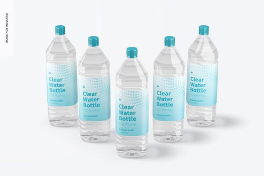 Free 1L Clear Water Bottle Set Mockup Psd