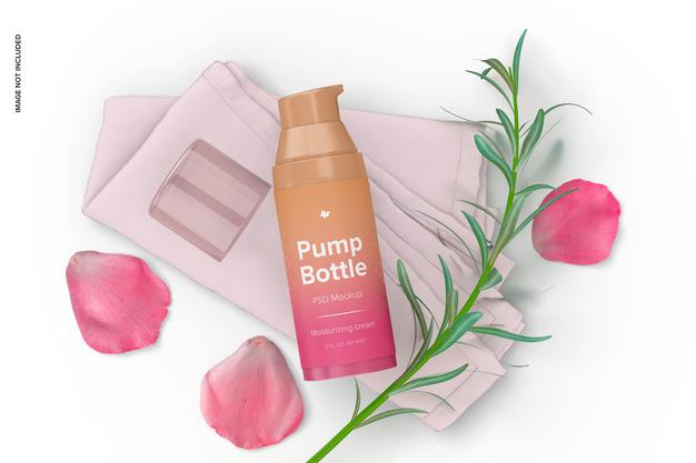 Free 2 Oz Pump Bottle Mockup Psd