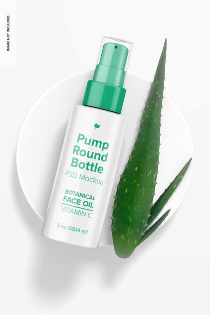 Free 2 Oz Pump Round Bottle Mockup Psd