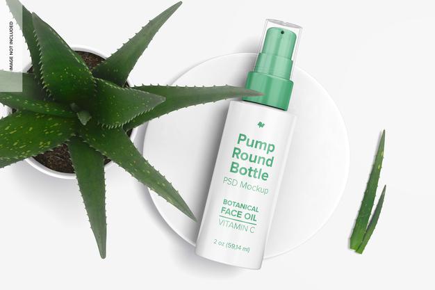 Free 2 Oz Pump Round Bottle Mockup Psd