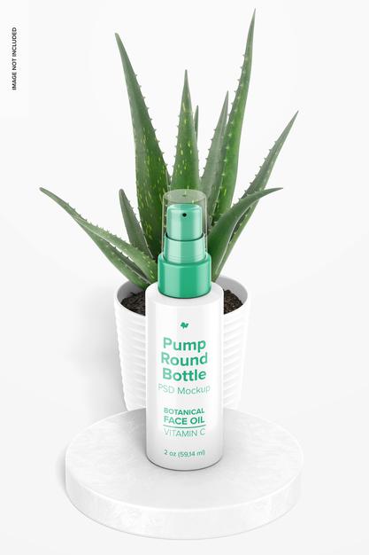 Free 2 Oz Pump Round Bottle Mockup Psd