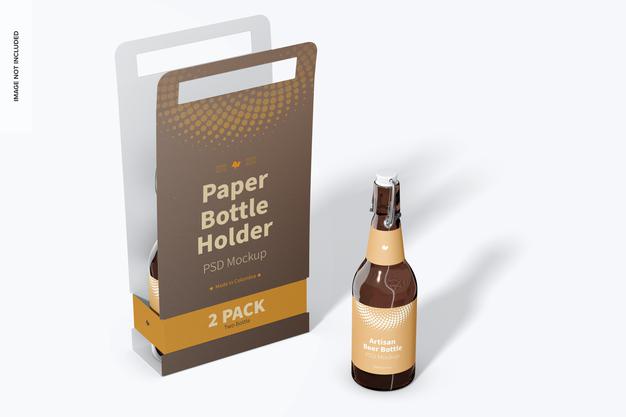 Free 2 Pack Paper Bottle Holder Mockup Psd