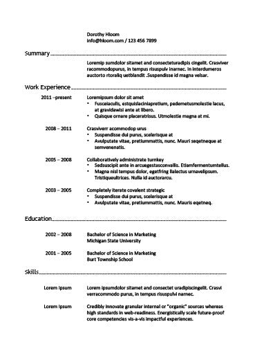 Free Chronological Hard Worker CV Resume Template in Microsoft Word (DOCX) Format
