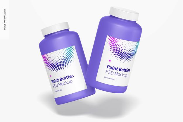 Free 22 Oz Paint Bottle Mockup, Floating Psd