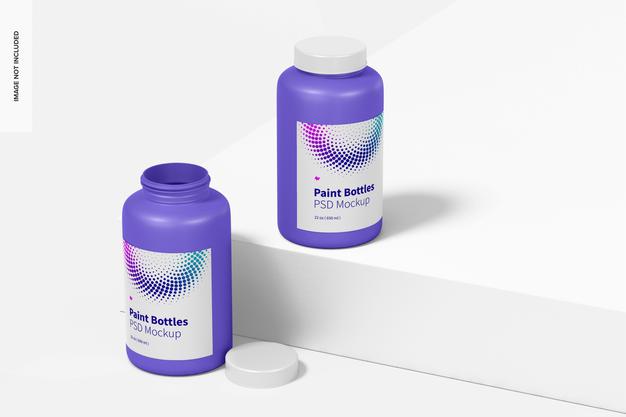 Free 22 Oz Paint Bottle Mockup, Perspective Psd