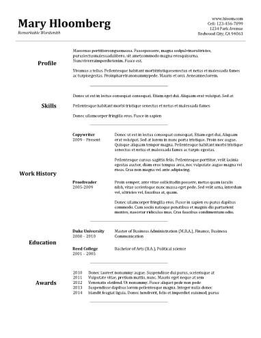 Free Goldfish Bowl Combination CV Resume Template in Microsoft Word (DOCX) Format