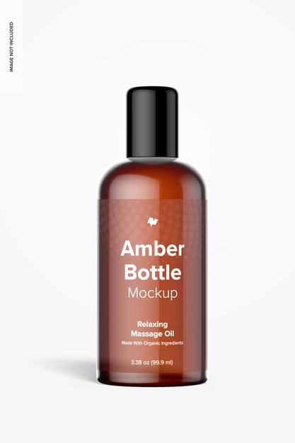 Free 3.38 Oz Amber Bottle Mockup Psd