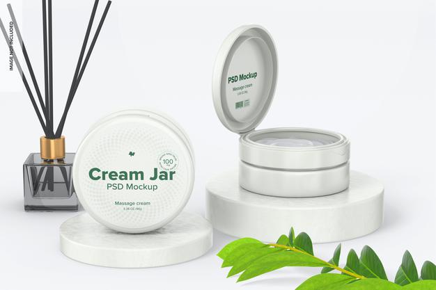 Free 3.38 Oz Cream Jars Mockup Psd