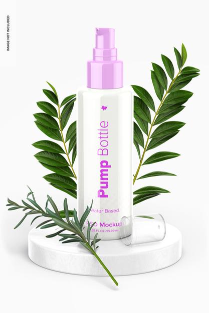 Free 3.38 Oz Pump Bottle Mockup Psd