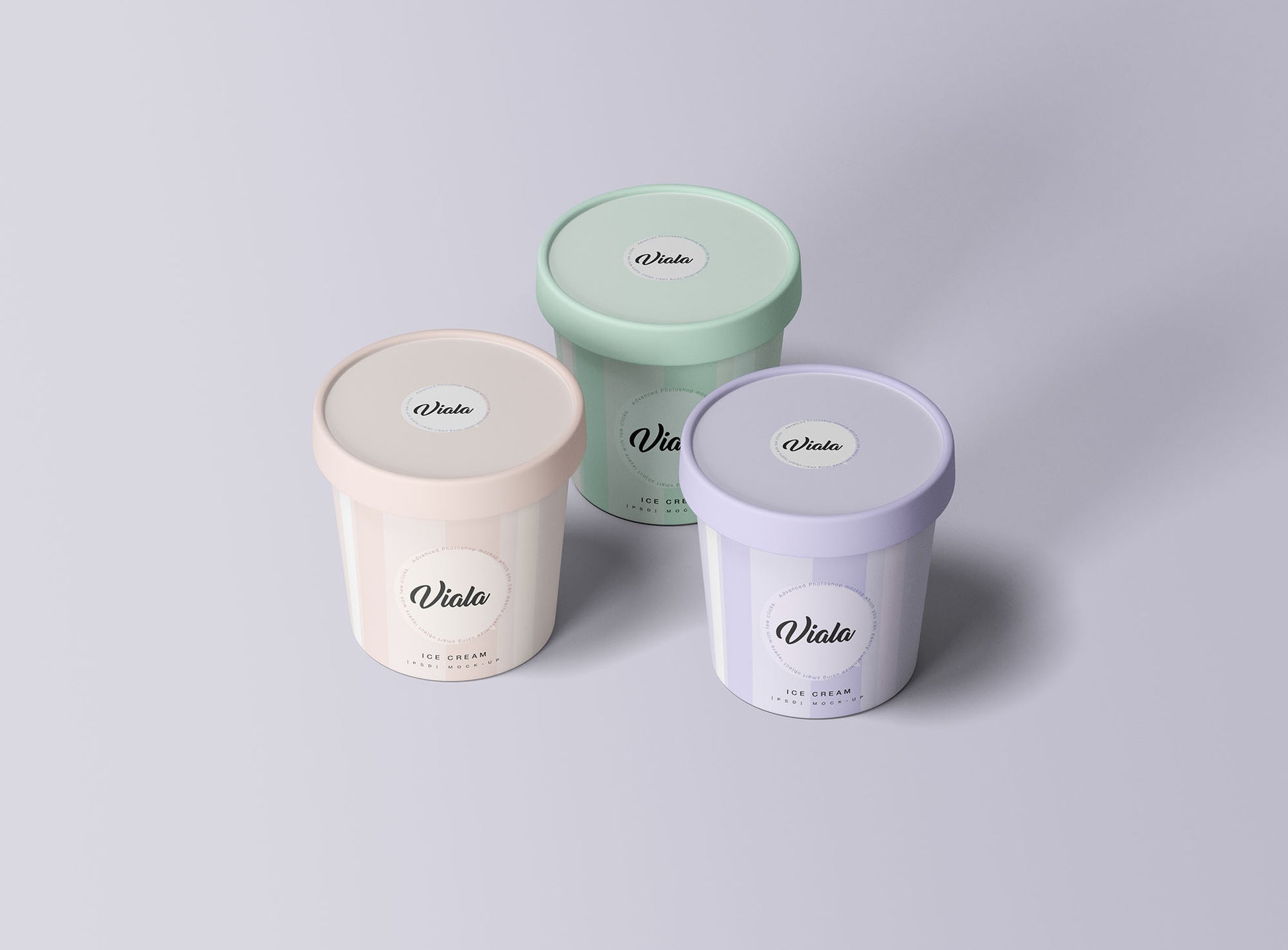 Free 3 Ice Cream Cups Mockup