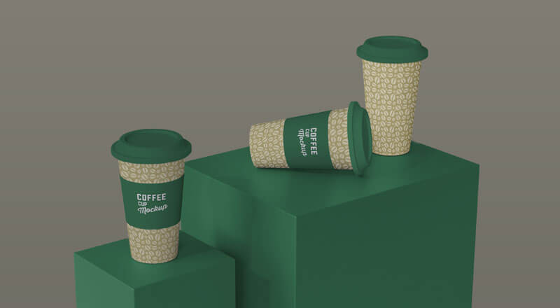 Free 3 Paper Coffee Cups Presentation Mockup Psd