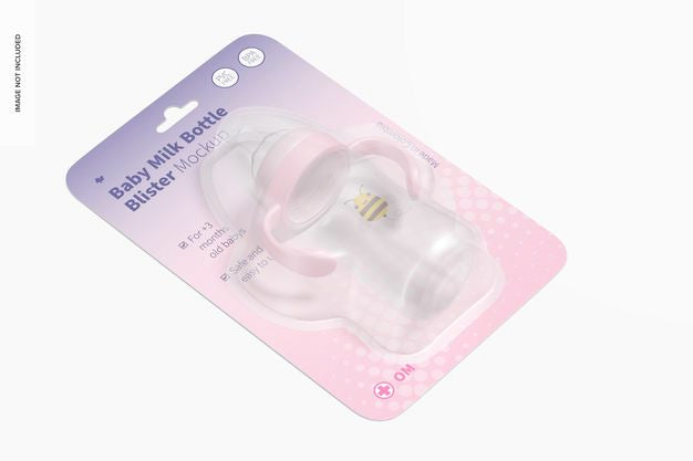 Free 300Ml Baby Milk Bottle Blister Mockup, Perspective Psd