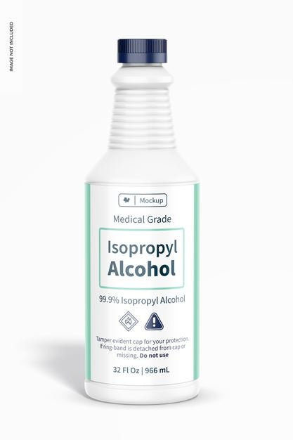 Free 32 Oz Medical Alcohol Bottle Mockup Psd