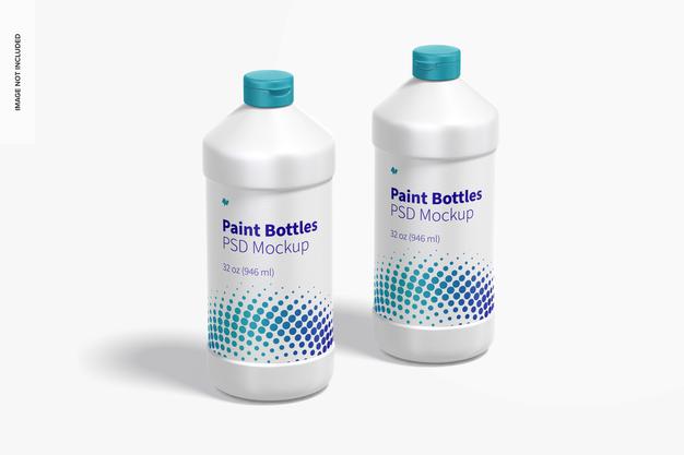 Free 32 Oz Paint Bottles Mockup Psd