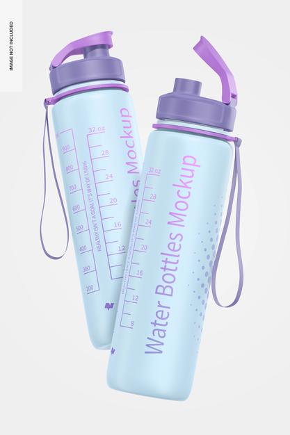 Free 32 Oz Water Bottles Mockup, Floating Psd