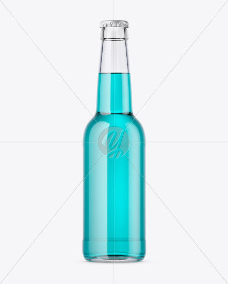 Free 330Ml Clear Glass Bottle With Drink Mockup