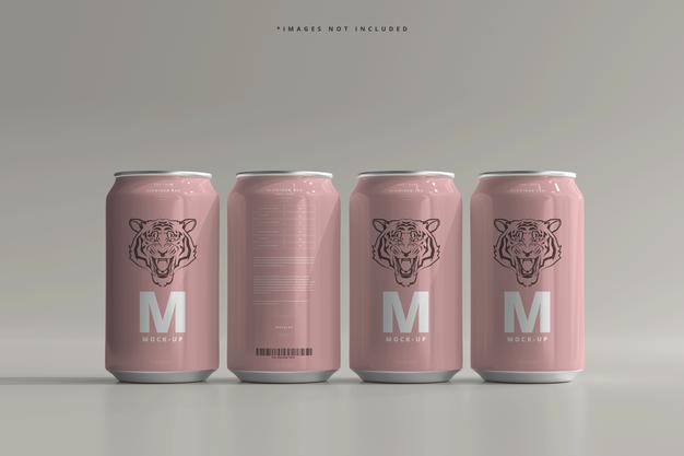 Free 330Ml Medium Size Soda Or Beer Can Mockup Psd