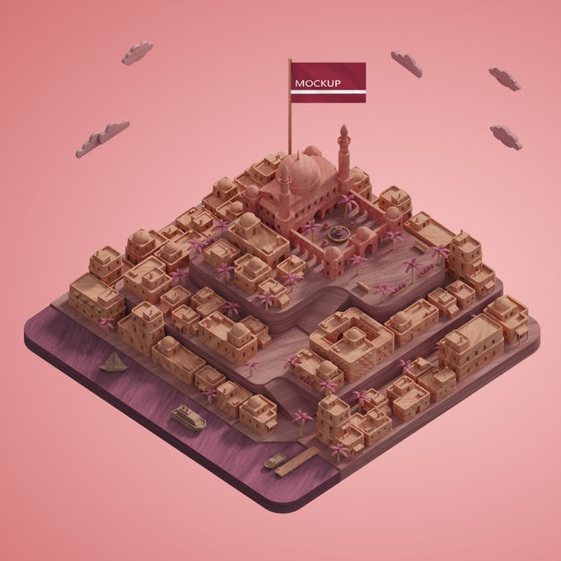 Free 3D Cities Landmark Model Mock-Up Psd