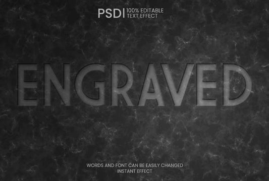 Free 3D Realistic Black Marble Engraved Text Effect Psd