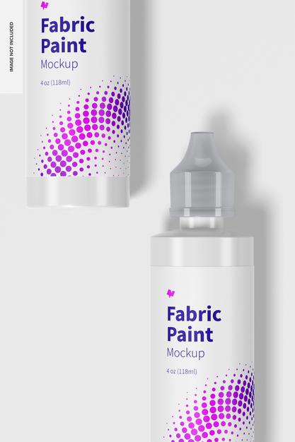 Free 4 Oz Fabric Paint Bottles Mockup, Top View Psd