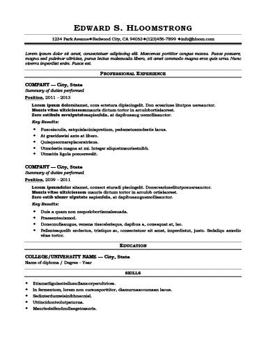 Free Traditional CV Resume Template in Microsoft Word (DOCX) Format